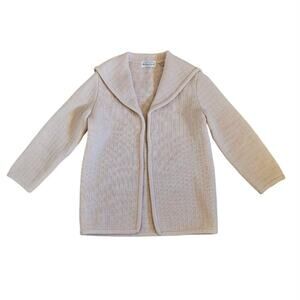 Vintage 70s sailor lapel collar knit jacket blazer size Small sweater coat pink